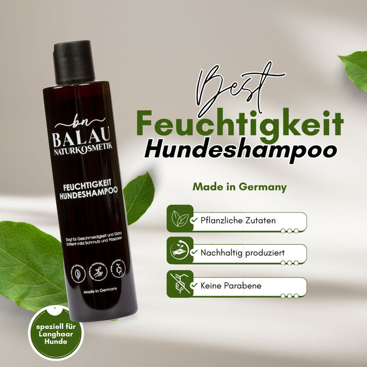 Balau Naturkosmetik Feuchtigkeit Hundeshampoo – Vorteile: pflanzliche Zutaten, nachhaltig produziert, ohne Parabene, Made in Germany