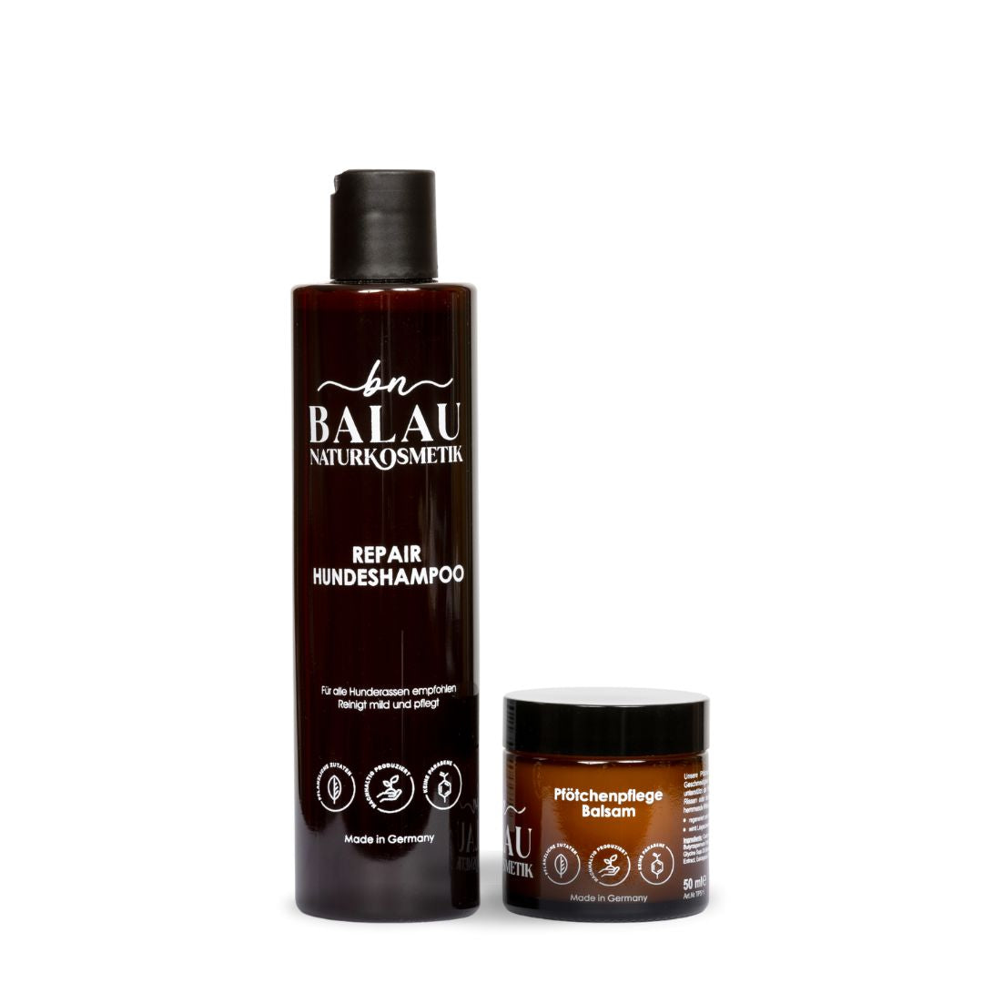 Balau Naturkosmetik Bundle – Pflege-Duo für Haut & Pfote mit Repair Hundeshampoo und Pfötchenpflege-Balsam