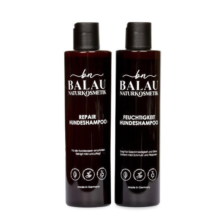Balau Naturkosmetik Shampoo-Duo – Feuchtigkeit Hundeshampoo und Repair Hundeshampoo für natürliche Fellpflege, flexibel kombinierbar